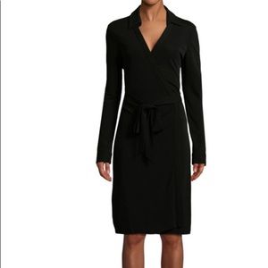 Classic DVF collard black wrap dress